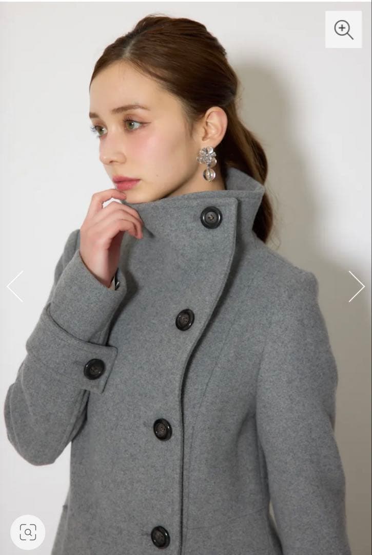 rienda 25オーバーネックシンデレララインコート グレー