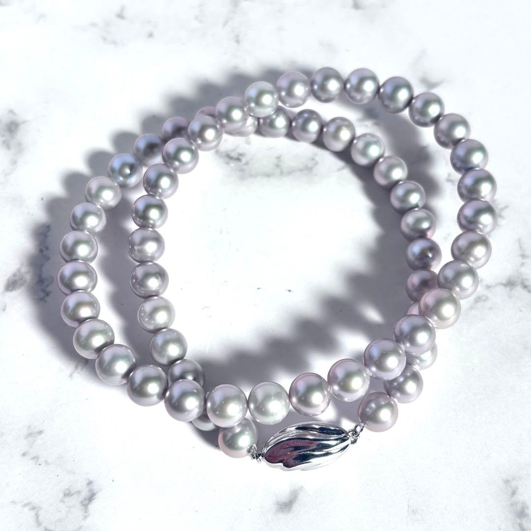 極上の照り✨銀座ジュエリーマキ　あこや本真珠 7mm珠 シルバーパールネックレス