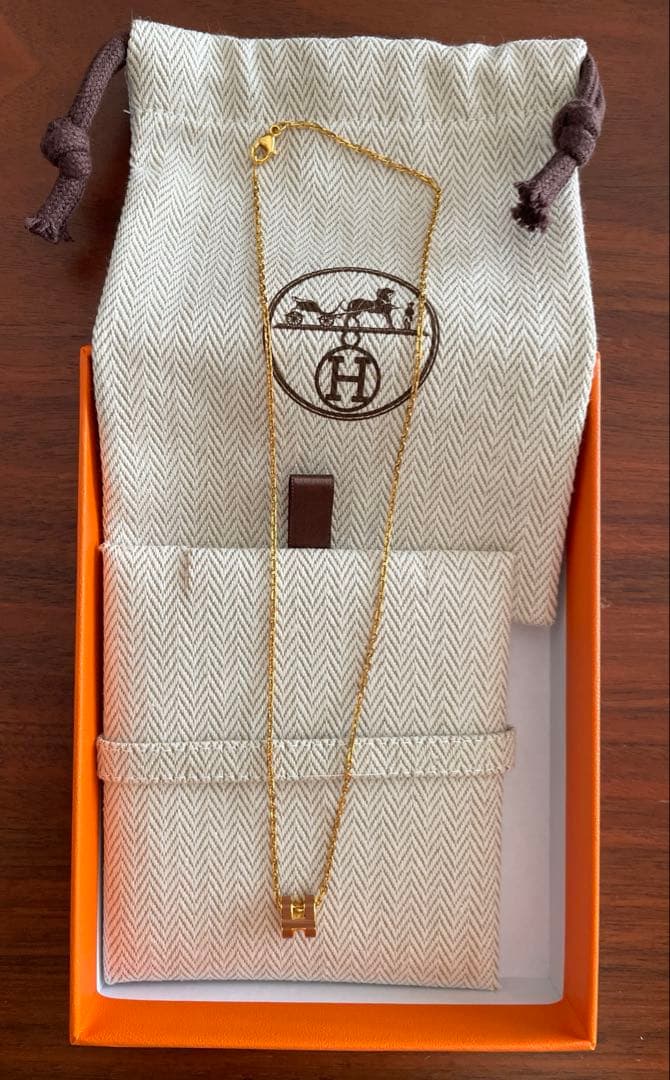 【美品】エルメス ミニポップHペンダント ニューゴールド