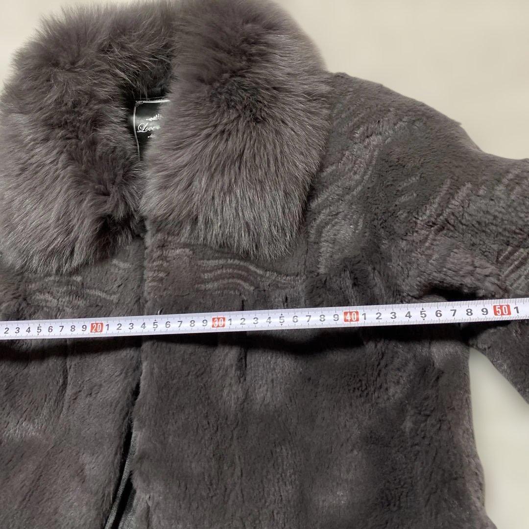 グレー リアルファーコート ボリューム袖