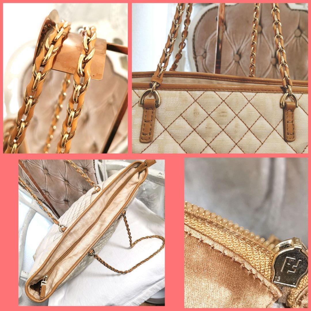 【良品】フェンディFENDIズッカ総柄チェーン肩掛けトートバッグ 鑑定済！