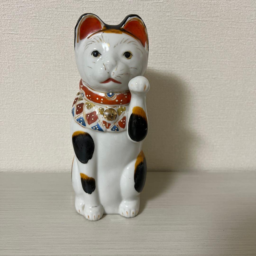 招福　招き猫 アンティーク　古瀬戸　レトロ　縁起物　約１８センチ　猫　置物