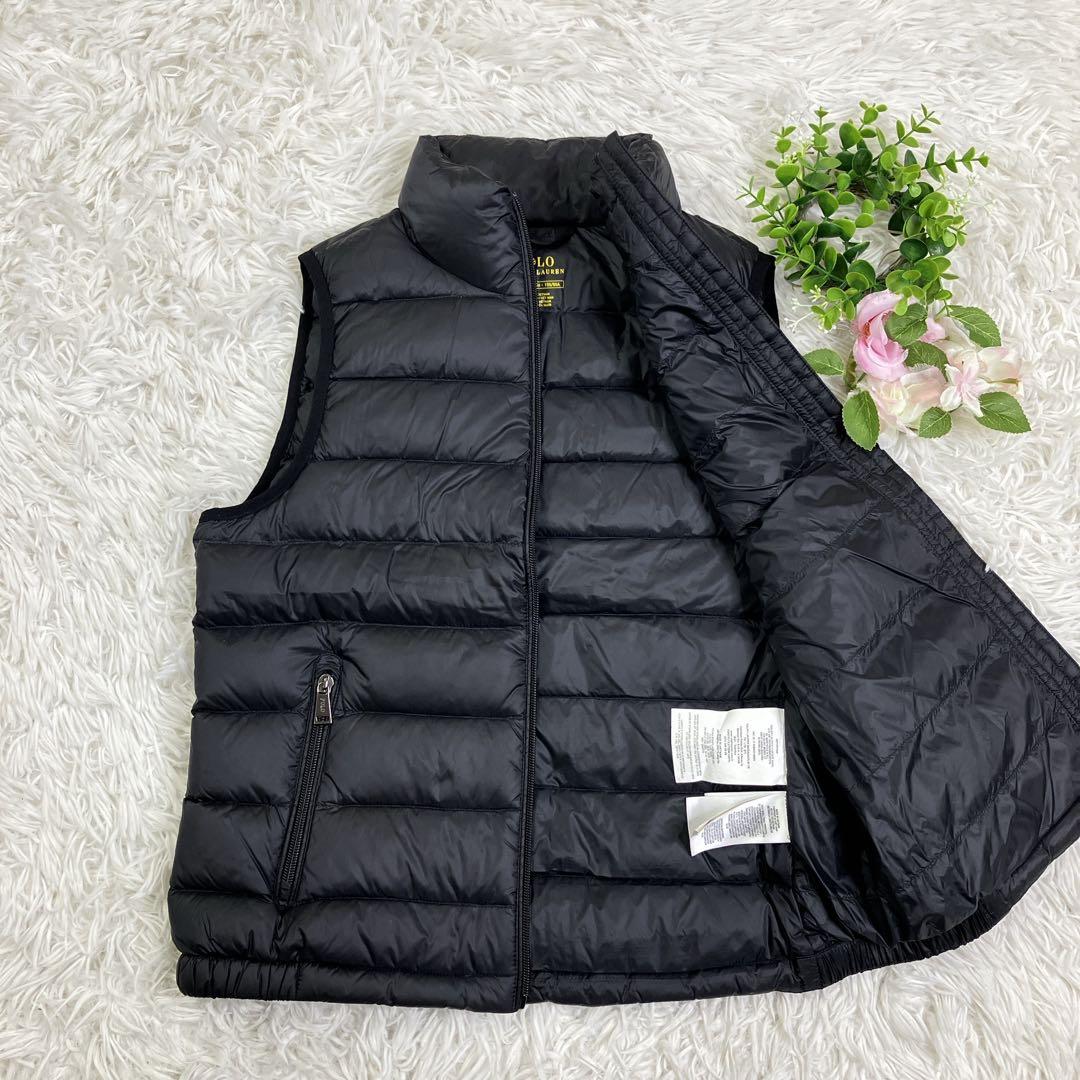【美品】ポロラルフローレン ダウンベスト ブラック ポニーロゴ 刺繍 XS