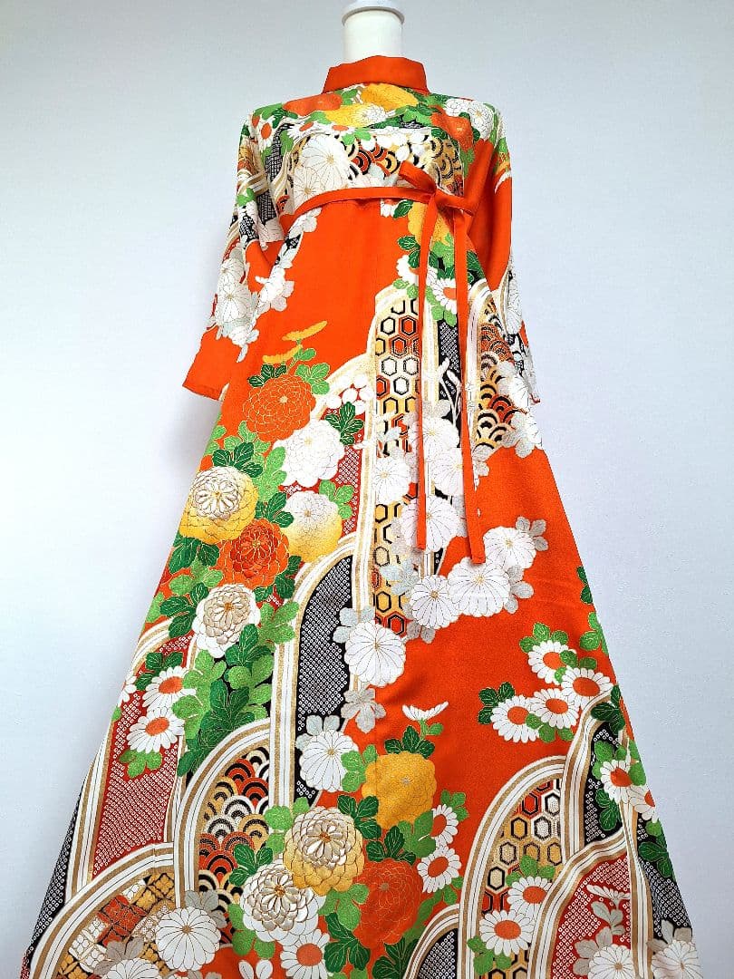 着物リメイクワンピース3636