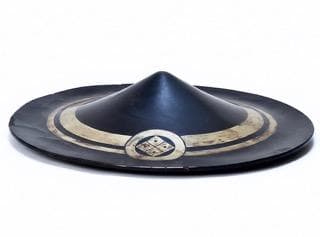 【陣笠　金彩線状文　家紋　年代物・N21・武具甲冑 】刀装具　縁頭 鍔目貫　外装