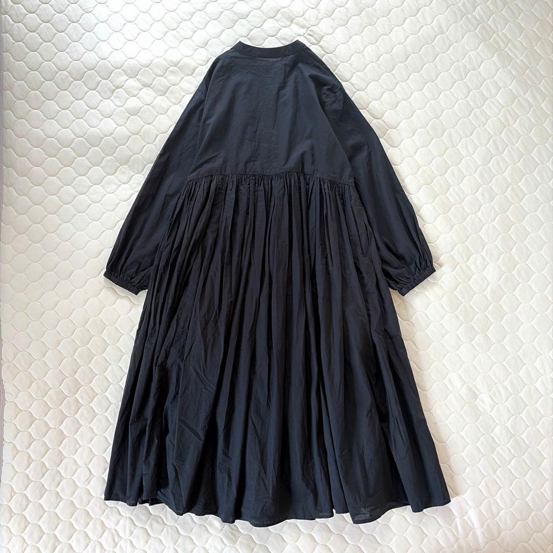 【美品】BEARDSLEY パールボタンギャザーワンピース　ブラック　サイズ0