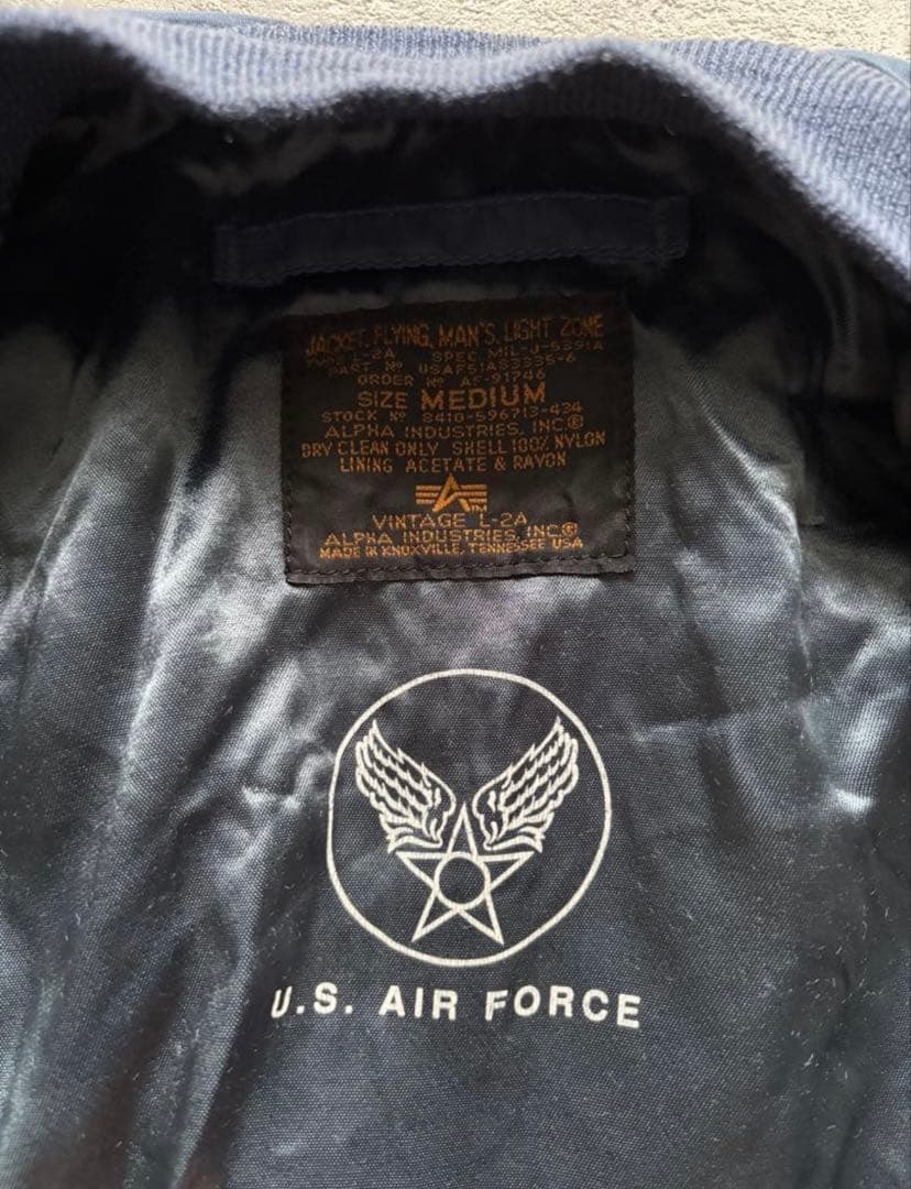 90s USA製　ALPHA MA-1 L-2A フライトジャケットヴィンテージ