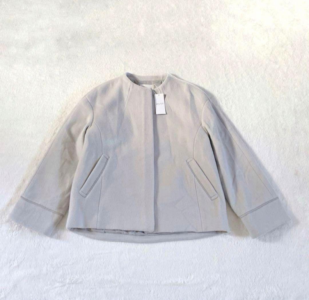 新品！any SiS エニィスィス　ノーカラーショートコート　アイボリー　L