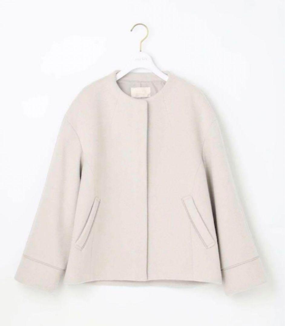 新品！any SiS エニィスィス　ノーカラーショートコート　アイボリー　L