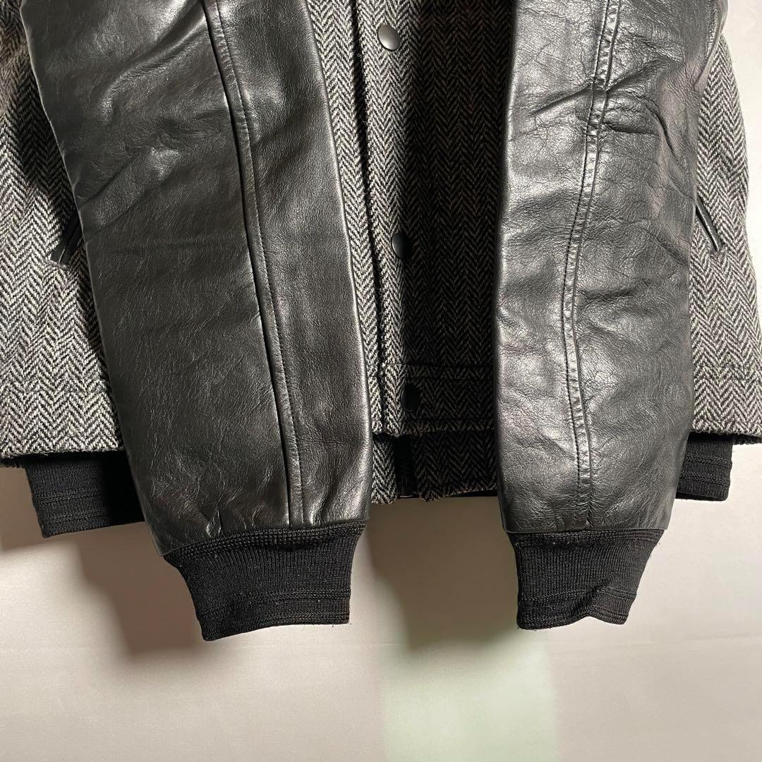 ミハラヤスヒロ　ハリスツイード　スタジャン　ヘリンボーン　牛革　M相当