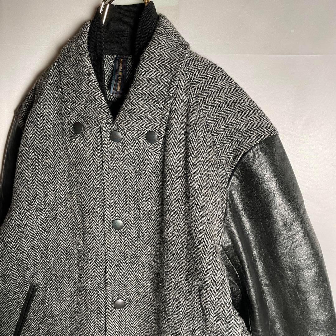 ミハラヤスヒロ　ハリスツイード　スタジャン　ヘリンボーン　牛革　M相当