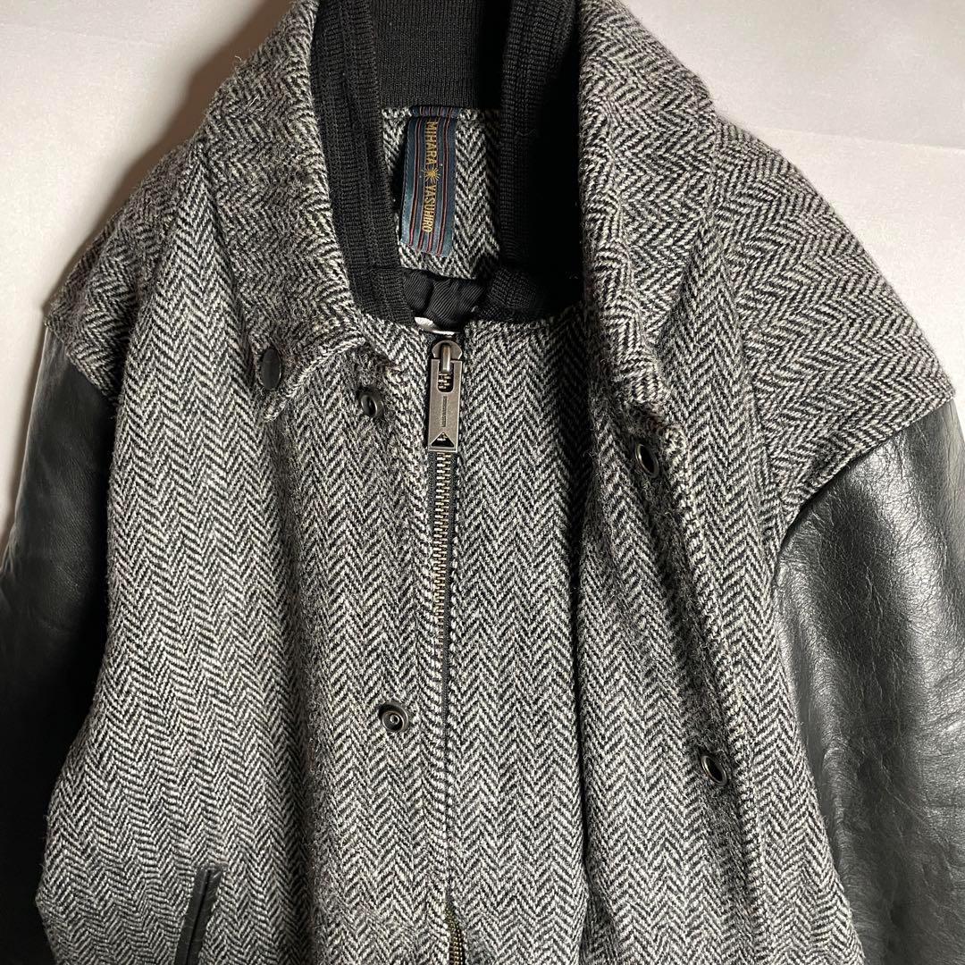 ミハラヤスヒロ　ハリスツイード　スタジャン　ヘリンボーン　牛革　M相当
