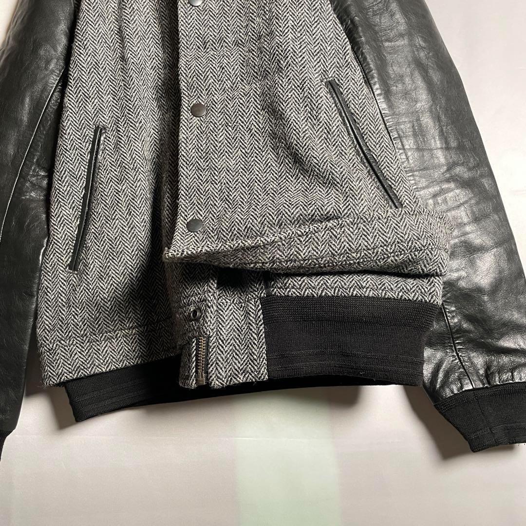 ミハラヤスヒロ　ハリスツイード　スタジャン　ヘリンボーン　牛革　M相当