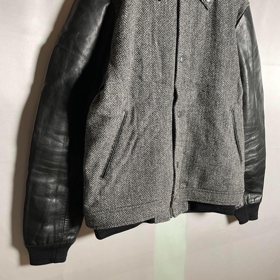 ミハラヤスヒロ　ハリスツイード　スタジャン　ヘリンボーン　牛革　M相当