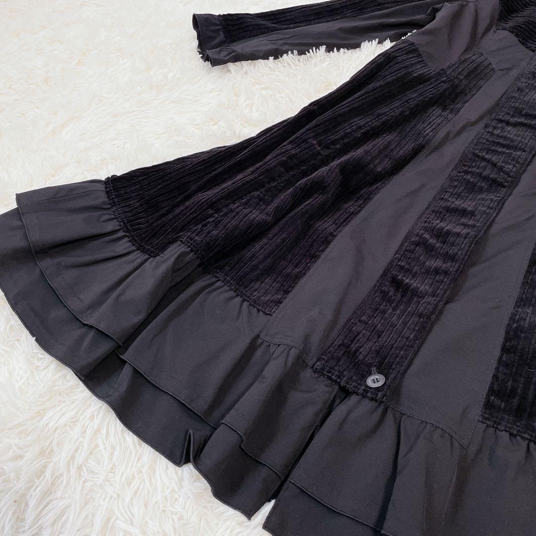 極美品　エイココンドウ　コーデュロイ　異素材切替　ロングコート　秋冬　42