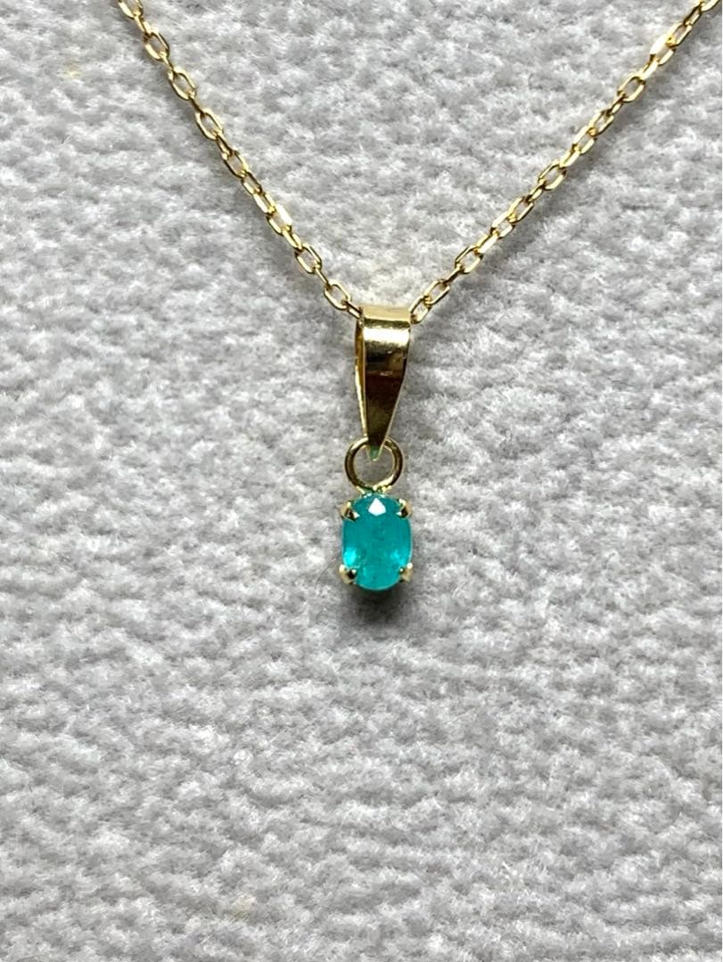 天然パライバトルマリン　0.12ct ブラジル産　K18YGペンダントヘッド