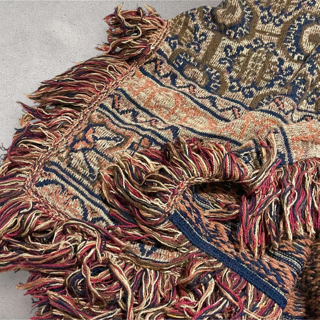 【希少】エトロ　ETRO ポンチョ　ペイズリー柄　カシミヤ　シルク