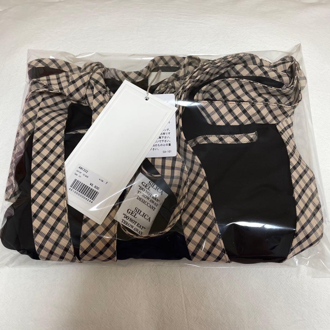 トップス andmary Alice check ribbon tops black