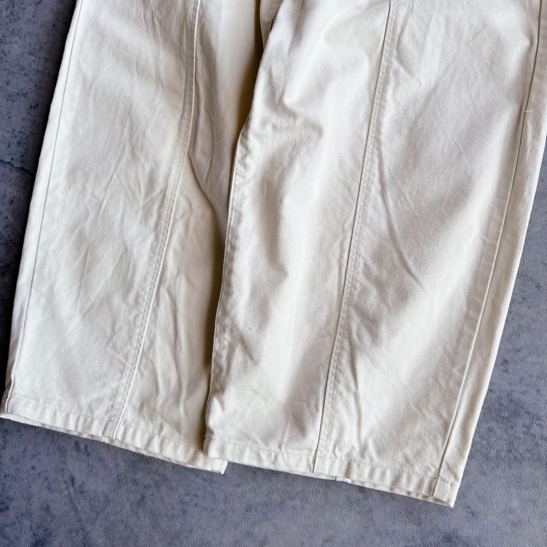 D.M.G ⿻ フレンチドリル アーモンドパンツ ルーズ 白 ボールパンツ 春