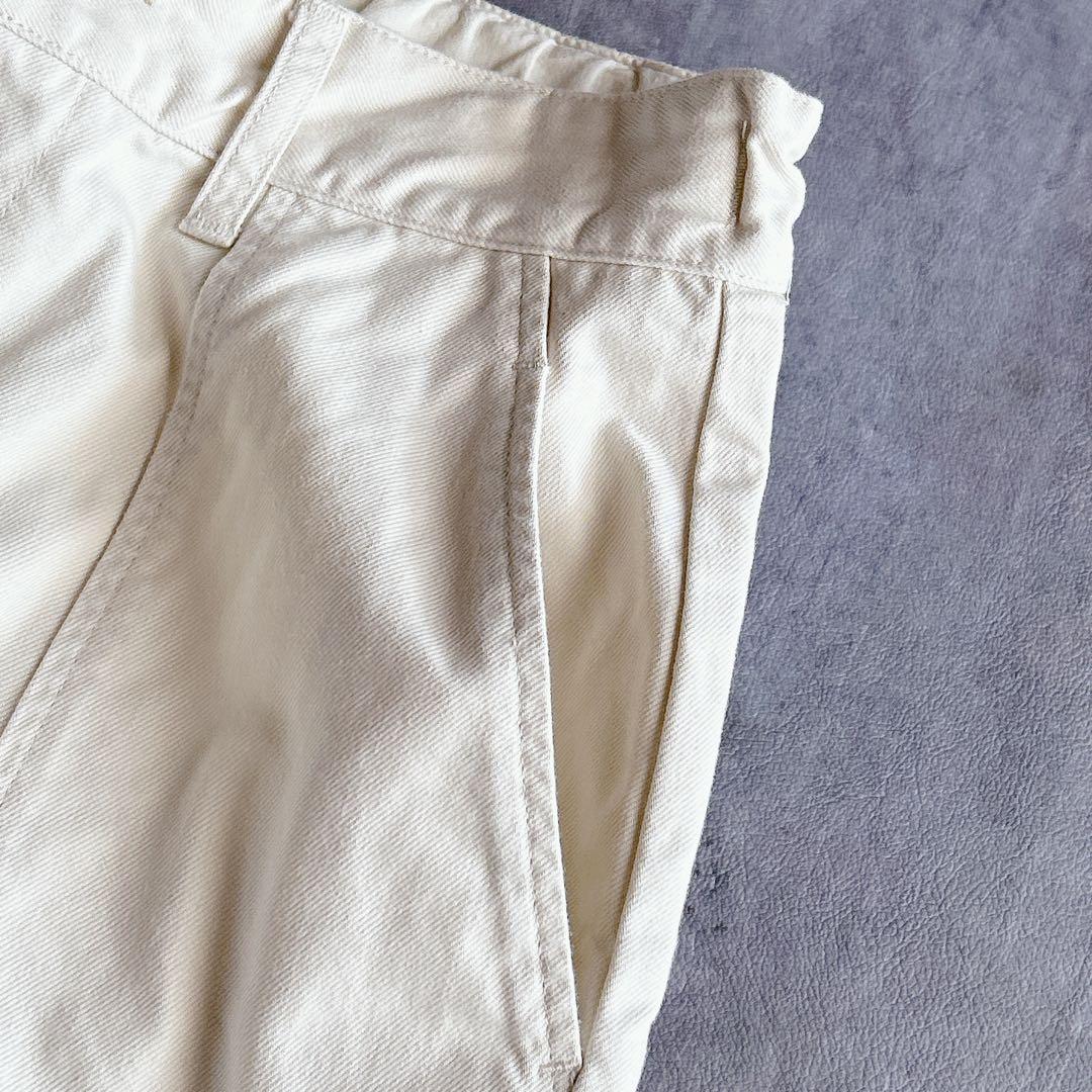 D.M.G ⿻ フレンチドリル アーモンドパンツ ルーズ 白 ボールパンツ 春