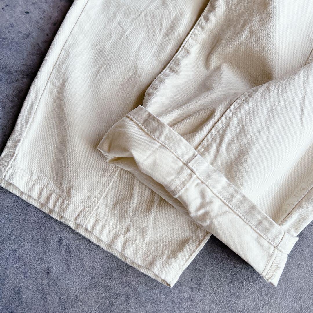 D.M.G ⿻ フレンチドリル アーモンドパンツ ルーズ 白 ボールパンツ 春