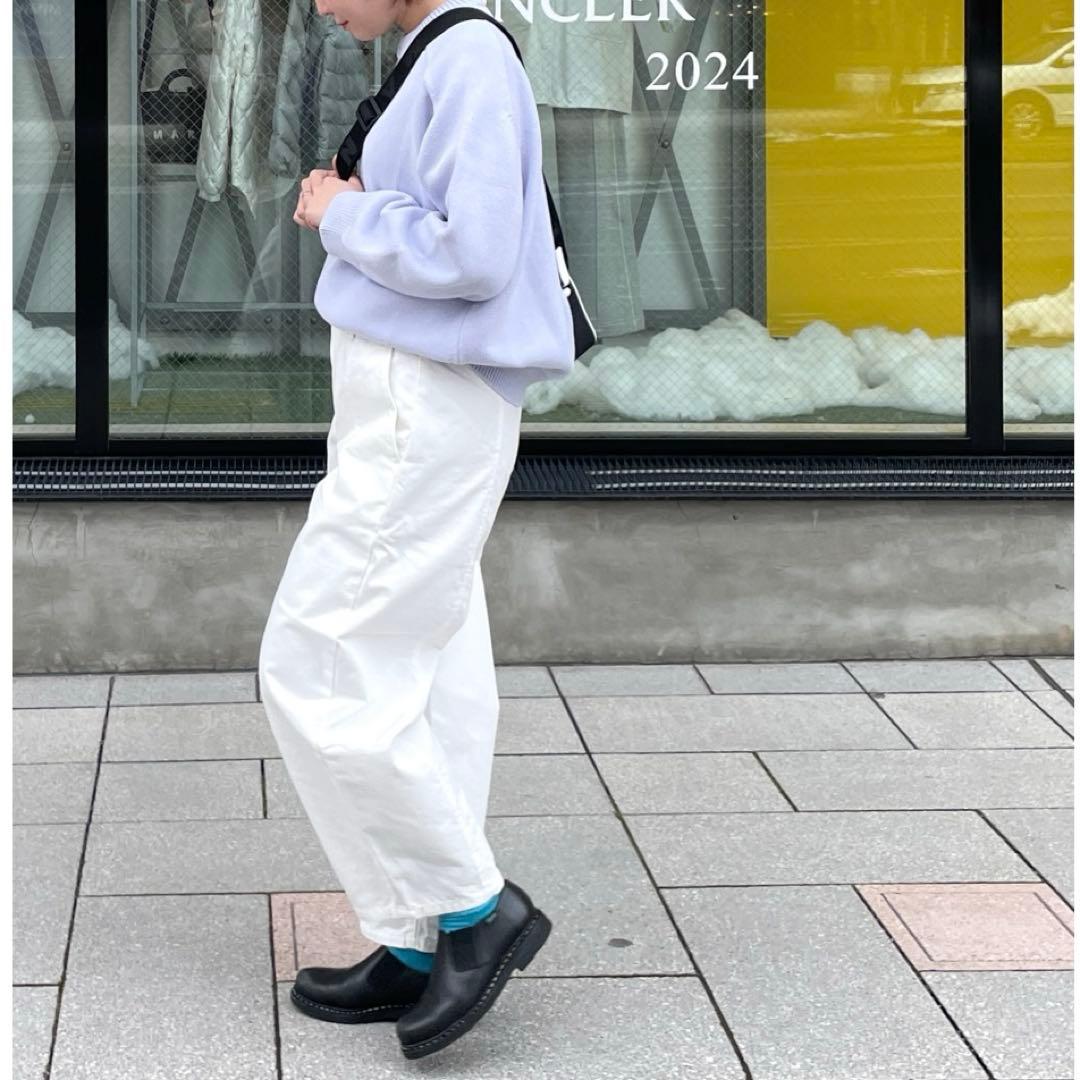 D.M.G ⿻ フレンチドリル アーモンドパンツ ルーズ 白 ボールパンツ 春