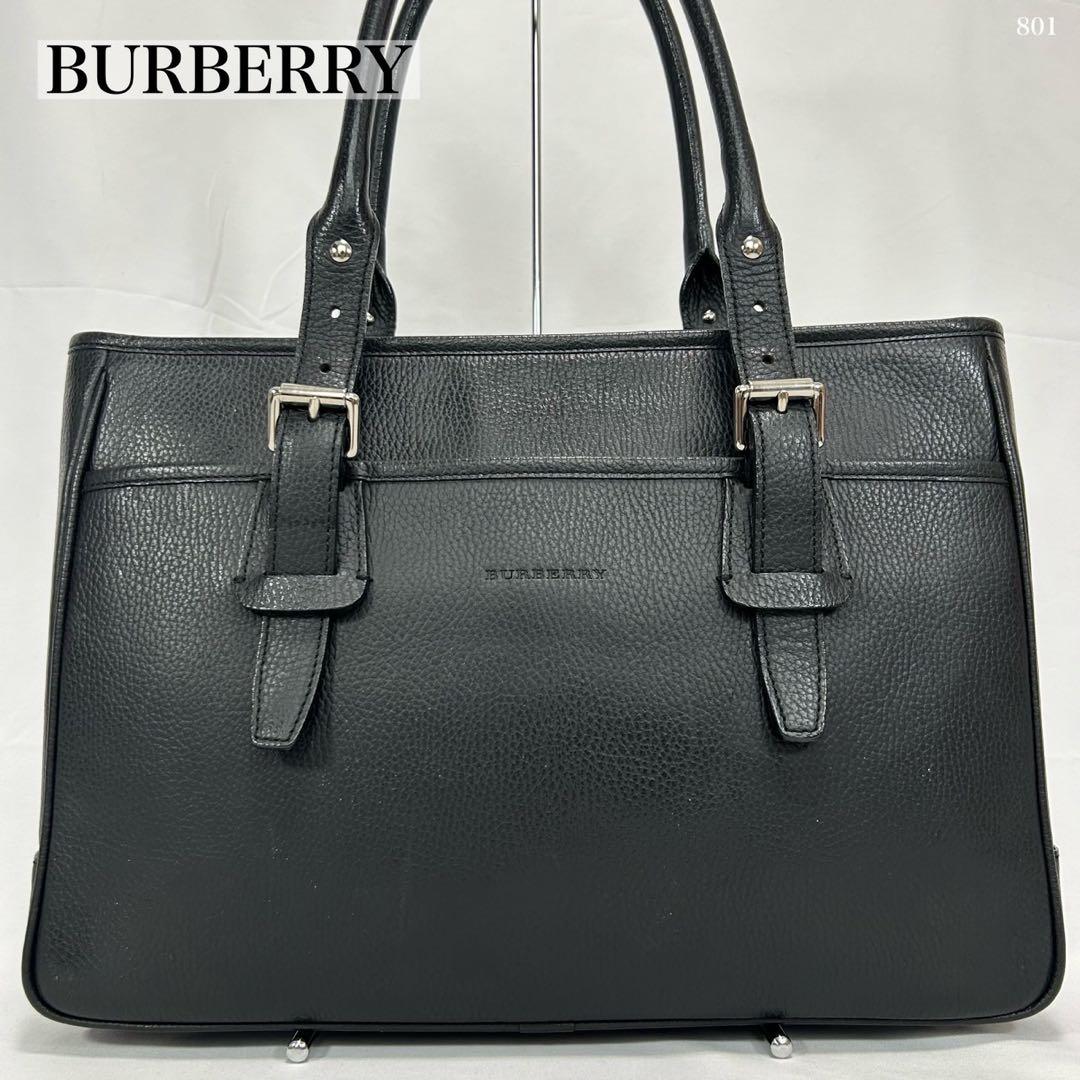 【美品】バーバリー トートバッグ レザー ノバチェック 肩掛け A4可 大容量