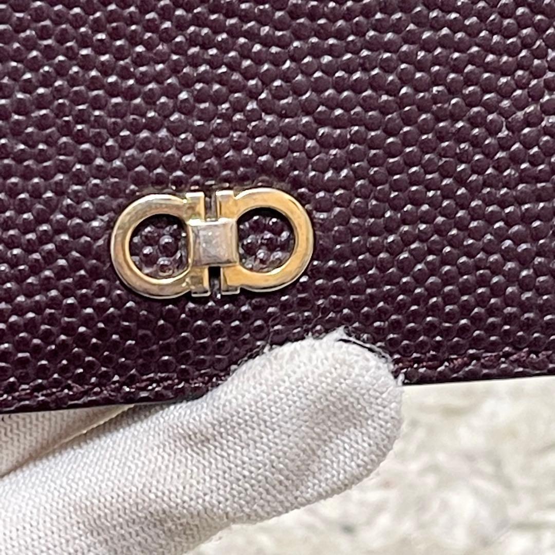 【美品】フェラガモ　マネークリップ　カードケース　レザー　黒　ダブル　ガンチーニ