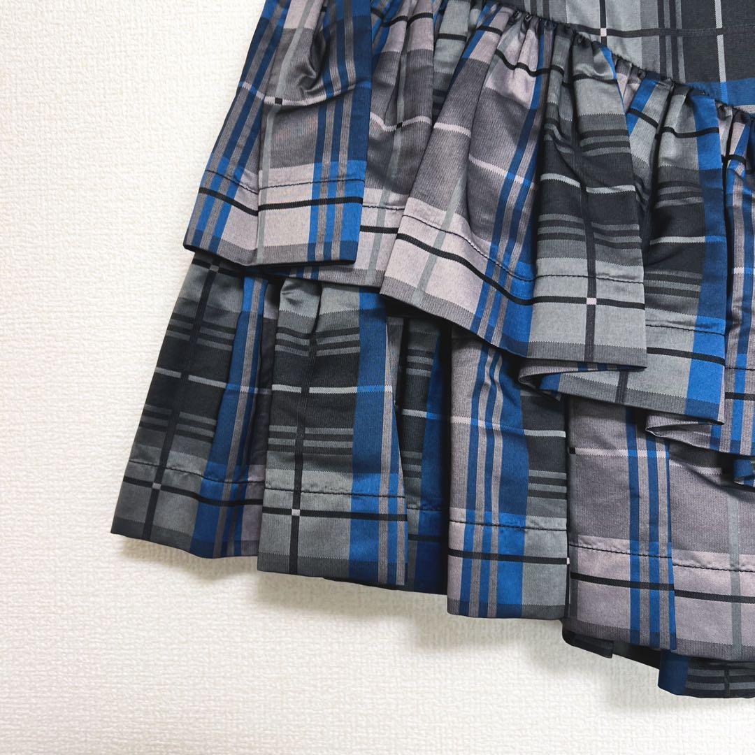 ヴィヴィアンウエストウッド　変形チェック　ミニスカート　ティアード　フリル