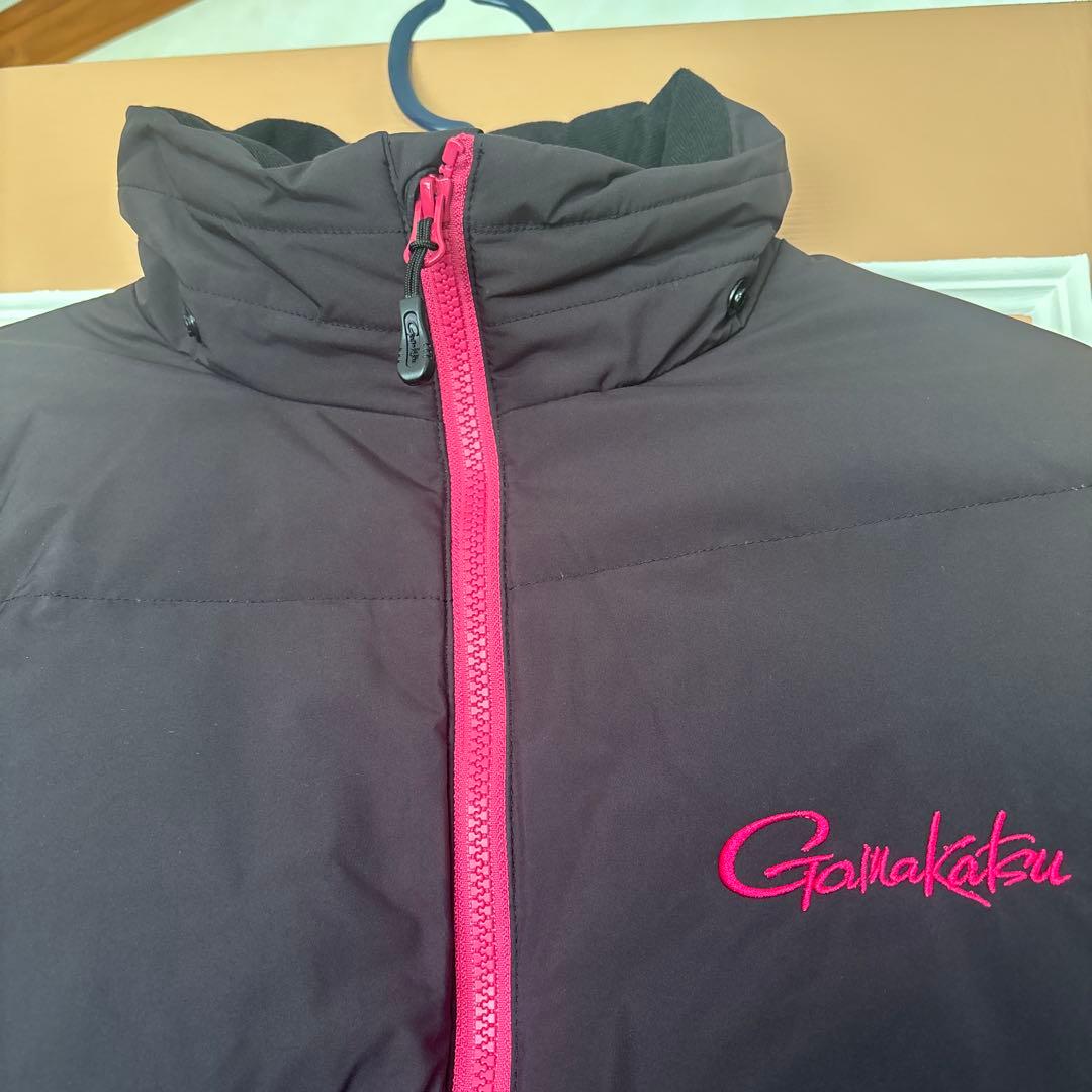 がまかつ　ダウン上下フード付き黒ピンク