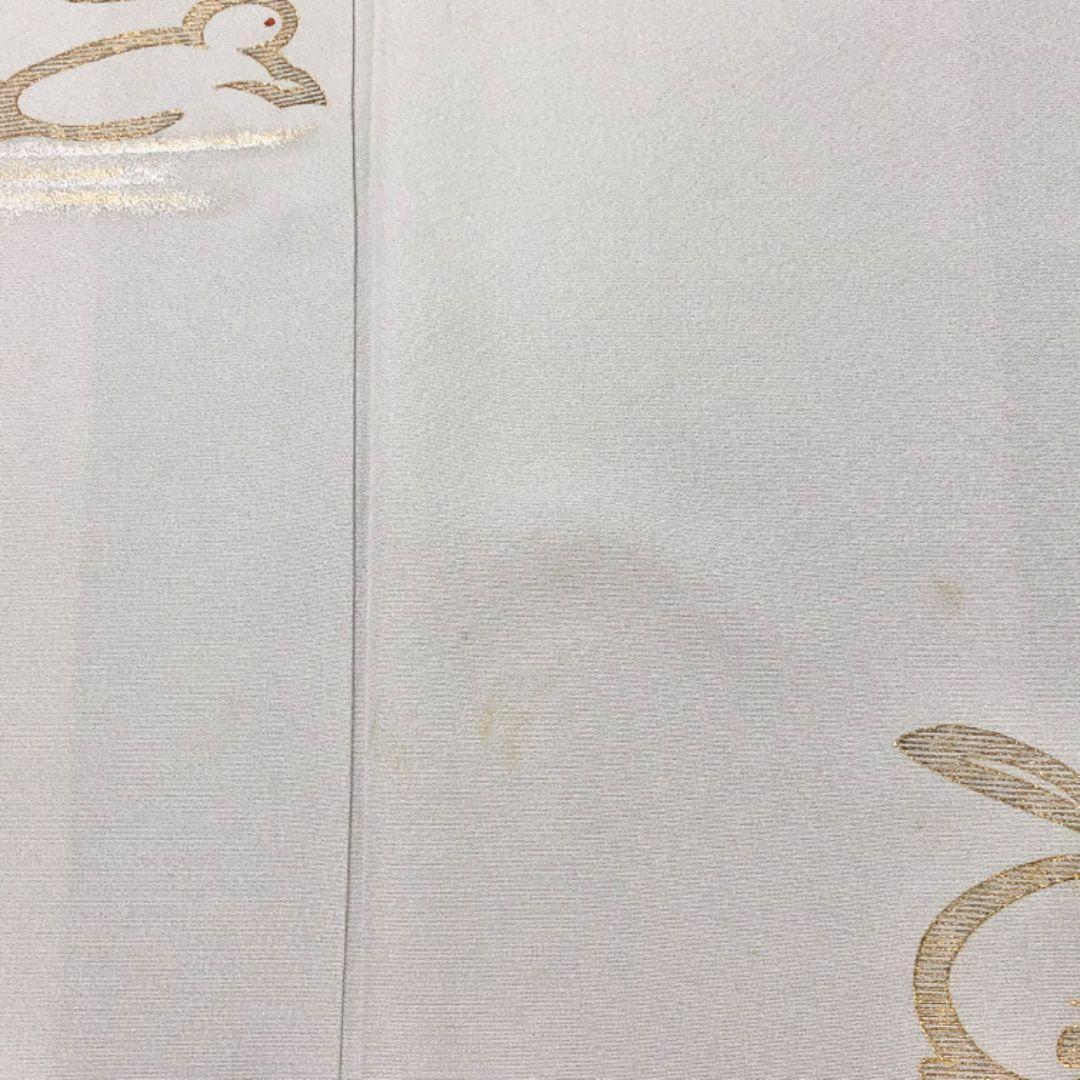 ☆ 付下げ うさぎ柄 兎 金彩 白鼠色 K-5513