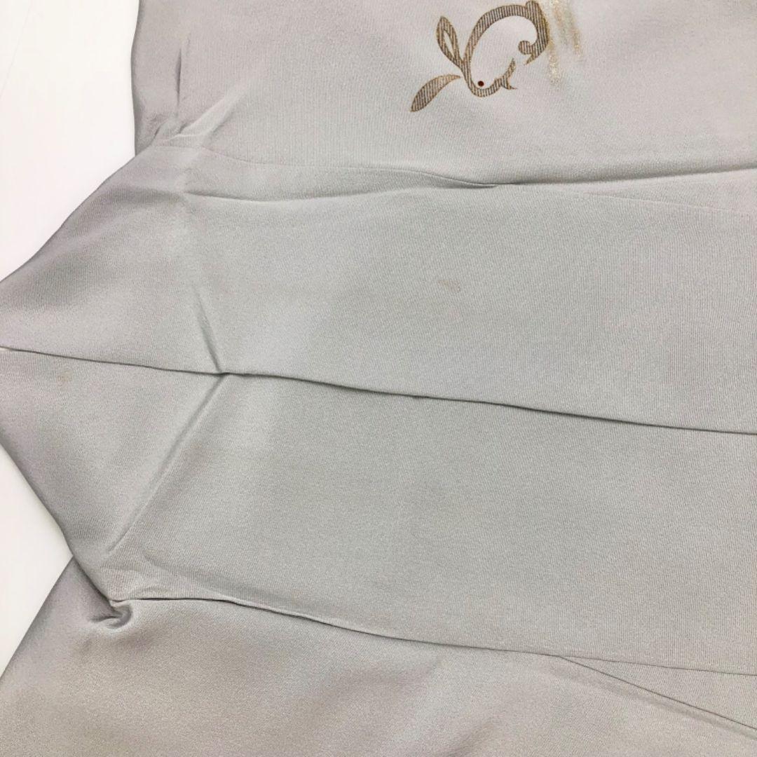 ☆ 付下げ うさぎ柄 兎 金彩 白鼠色 K-5513