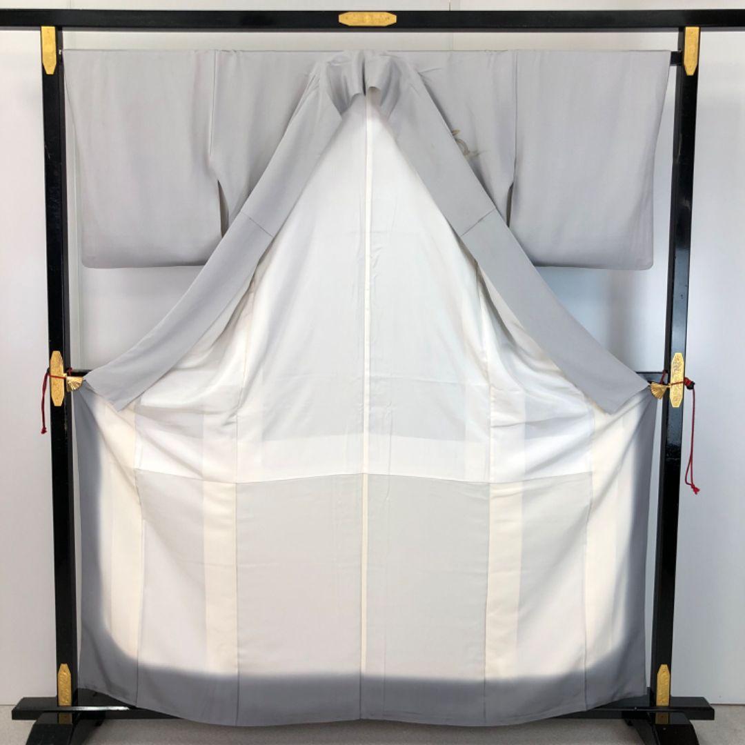 ☆ 付下げ うさぎ柄 兎 金彩 白鼠色 K-5513