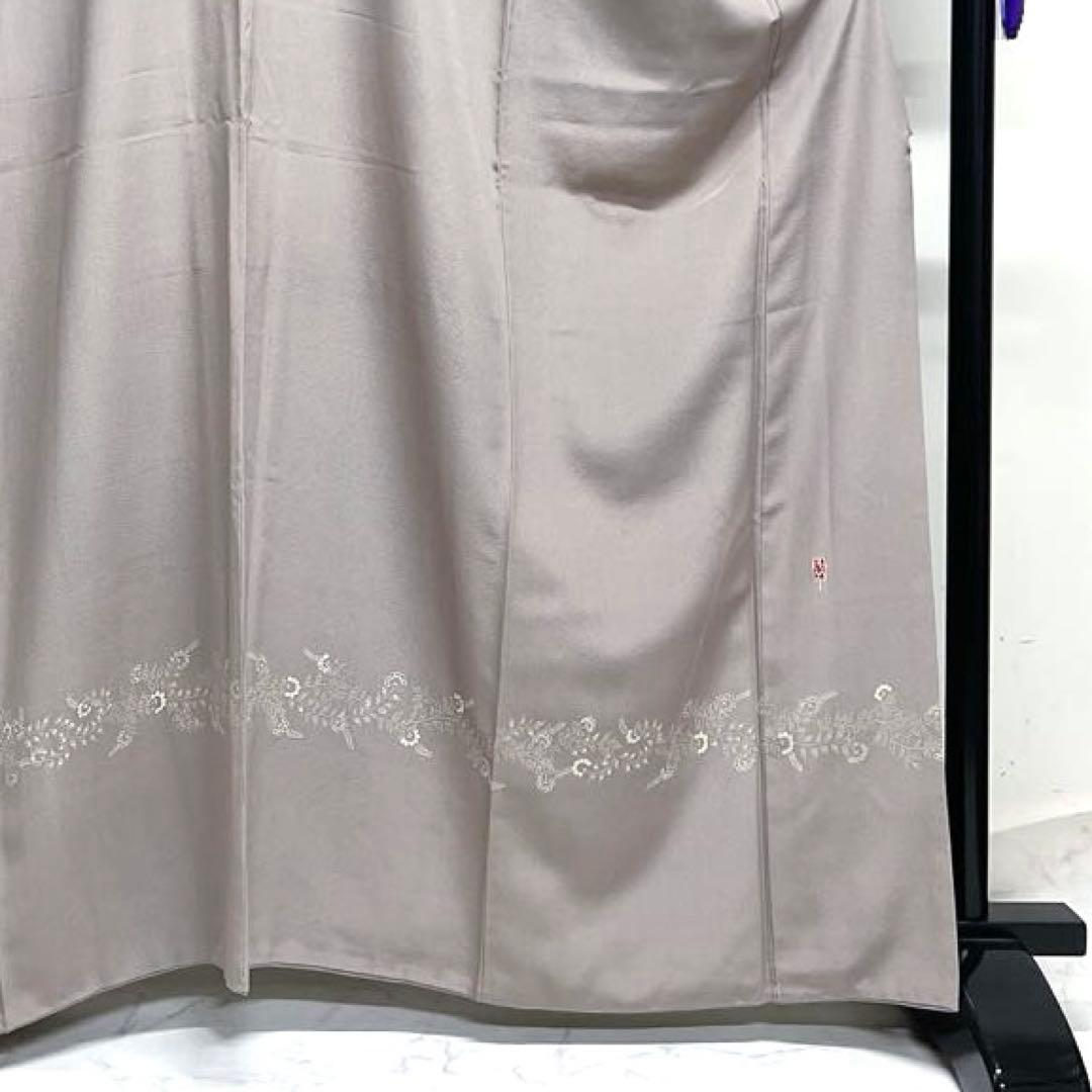 作家もの　付け下げ　唐花　唐草　ちりめん　くすみカラー　着物　034k