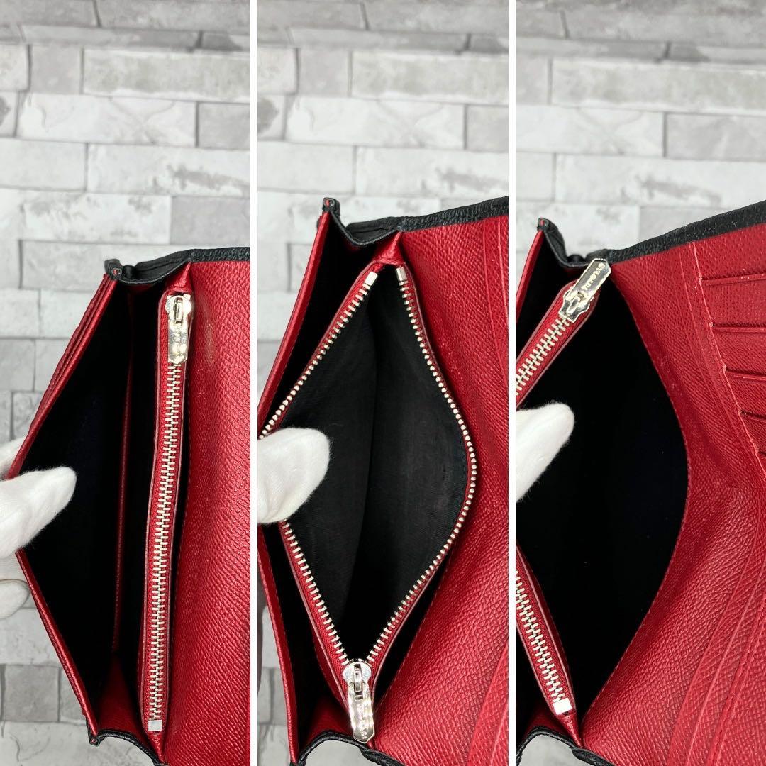 ブルガリ　ブルガリ マン ラージウォレット 二つ折り 長財布 黒　赤 レザー