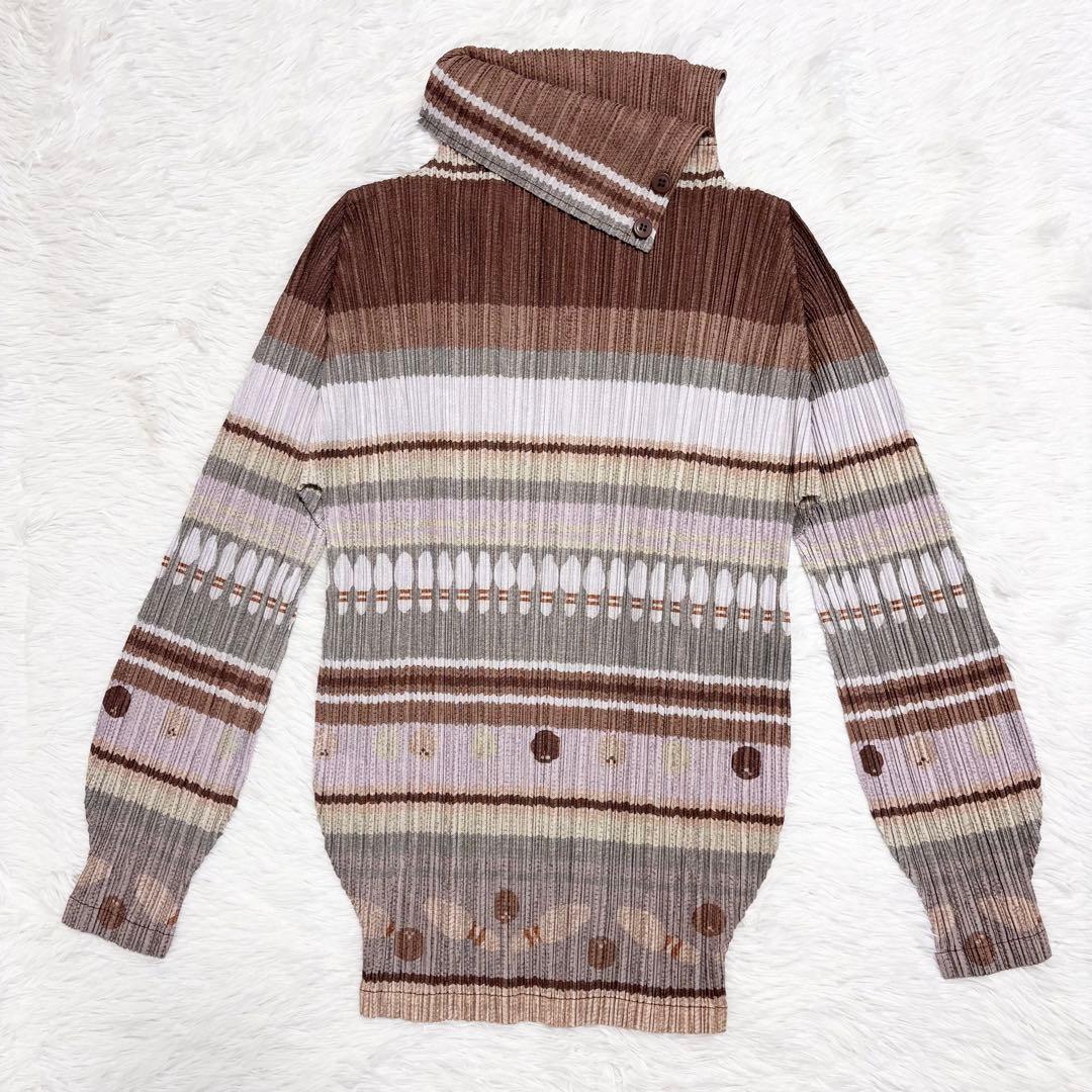 美品　プリーツプリーズ　希少　ボーリング　長袖　ハイネック　変形　サイズ3