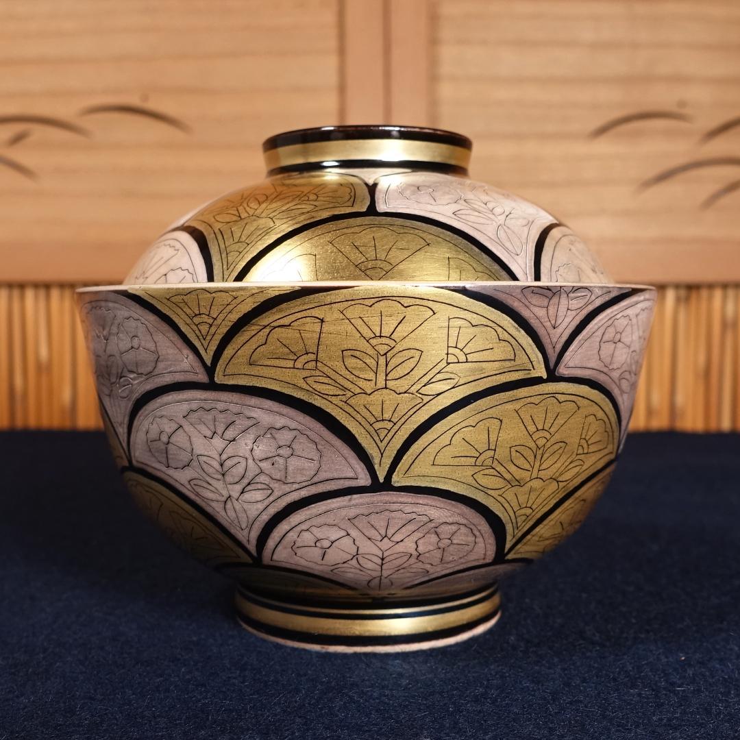 豪華絢爛 京焼 良斎作 金銀彩 蓋碗 蓋茶碗 6客