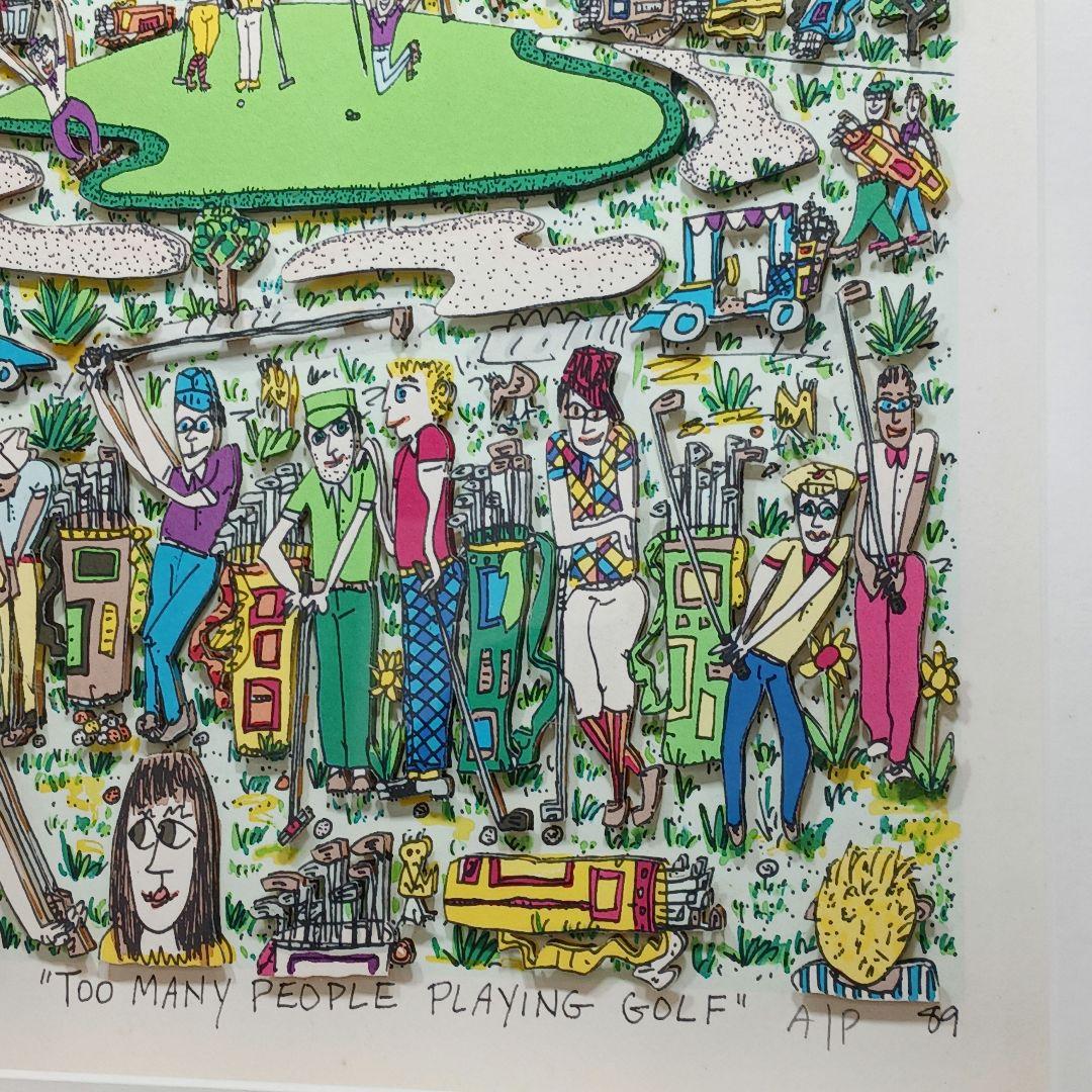 専用Y2279 ジェームス・リジィ 3D シルクスクリーン ゴルフ 額装