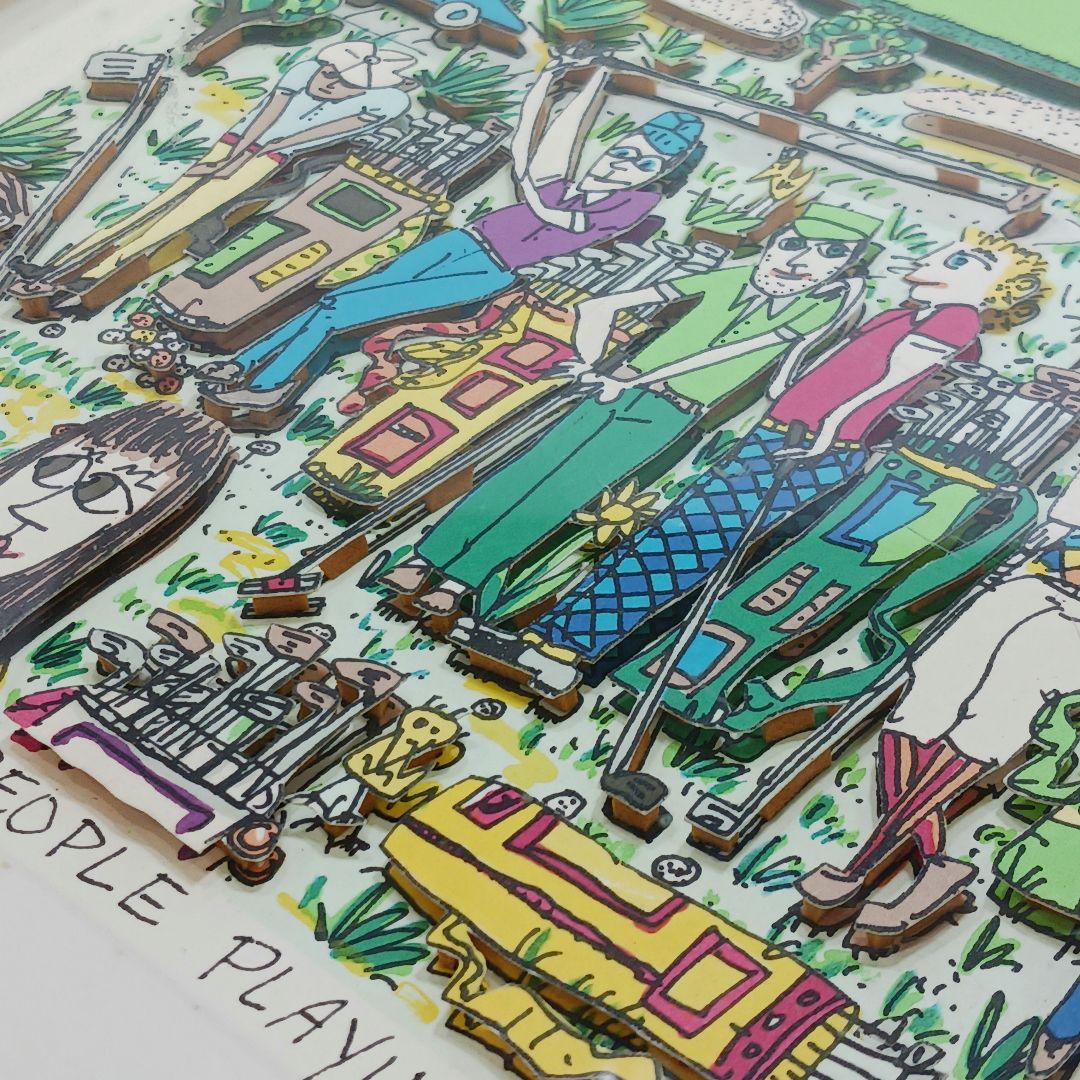 専用Y2279 ジェームス・リジィ 3D シルクスクリーン ゴルフ 額装