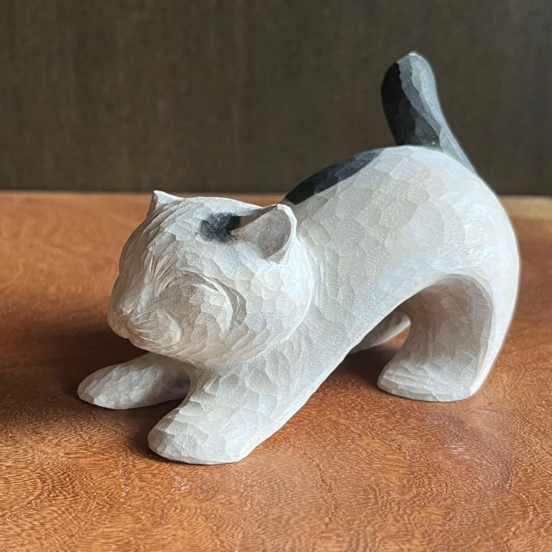 らら 井波彫刻 伝統工芸士 野中願児作 ねこ