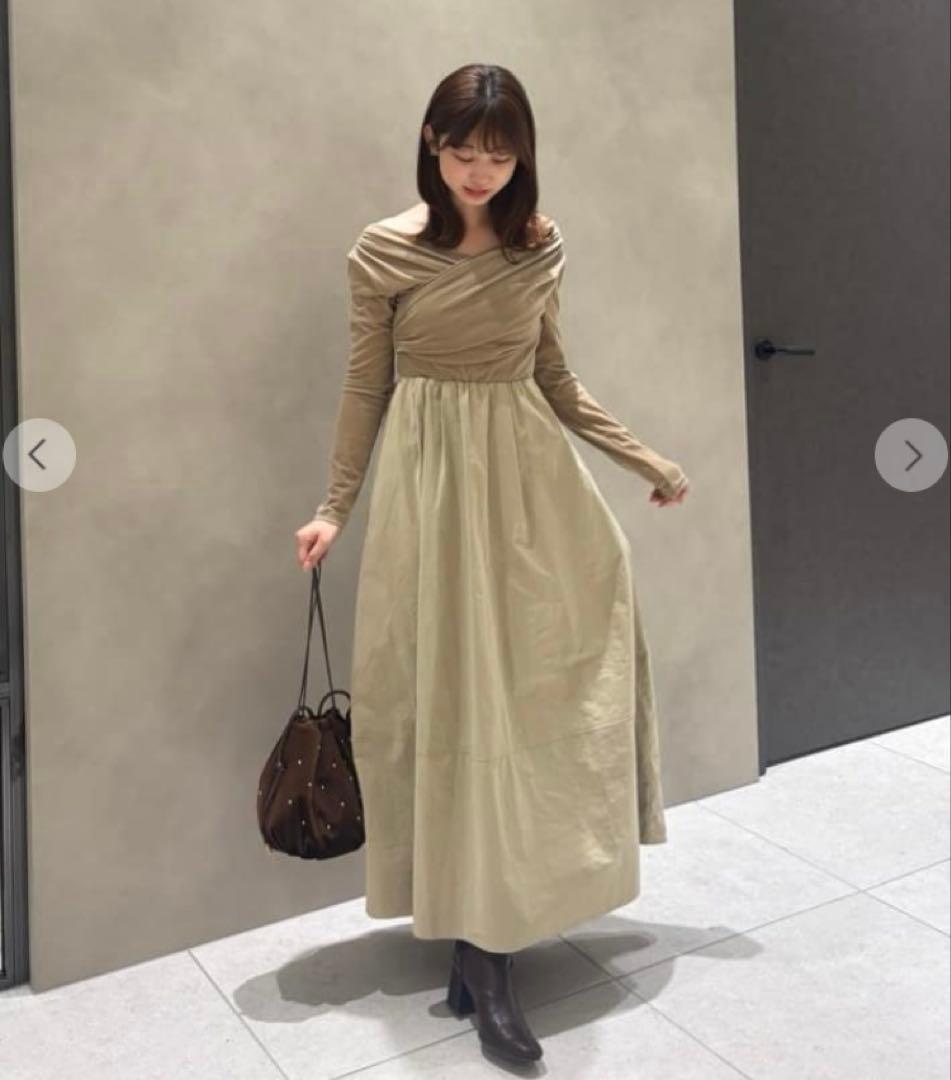 COCO DEAL ベロアドッキングワンピース ベージュ　新品未使用　タグ付き