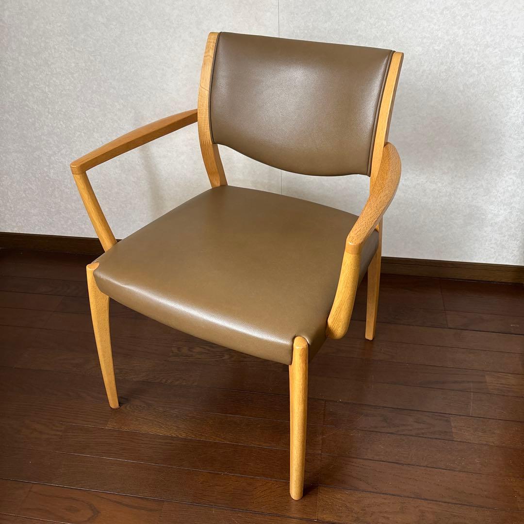 【良品】浜本工芸 ダイニングチェア アームチェア 肘付き
