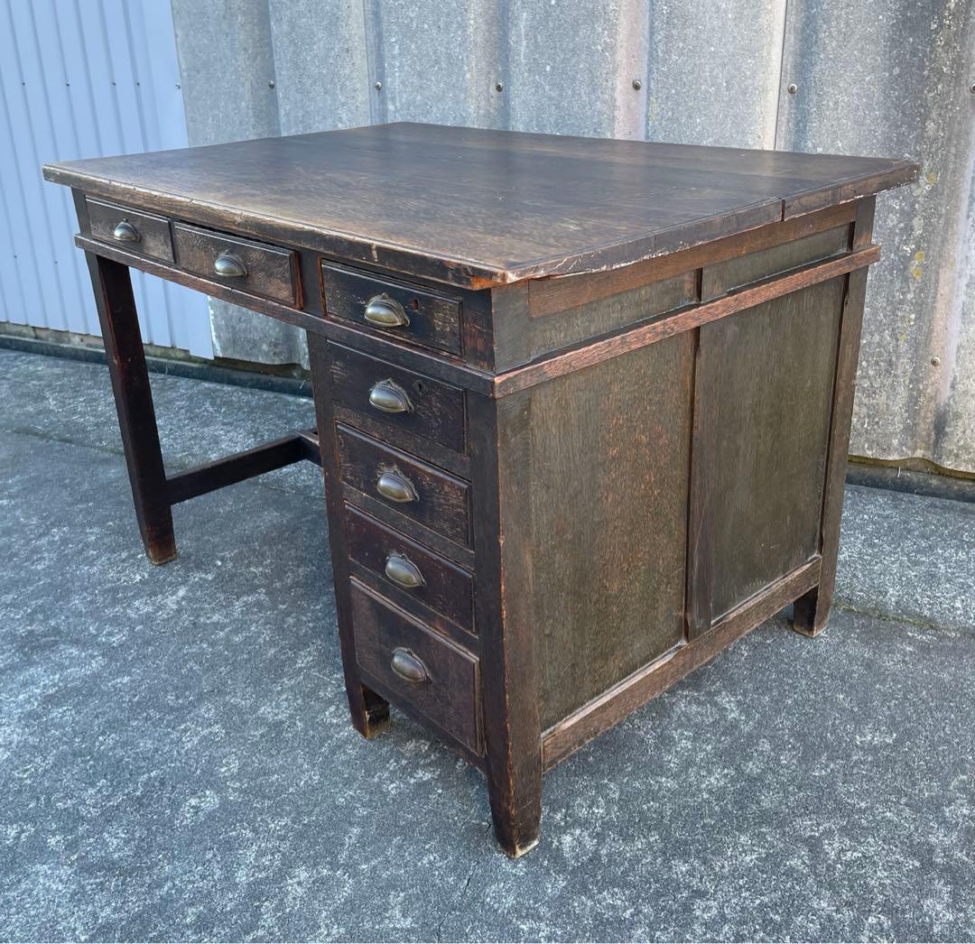 ビンテージ/古道具/無垢材/片袖机/書斎机/学習机/作業台/デスク/店舗什器/⑨