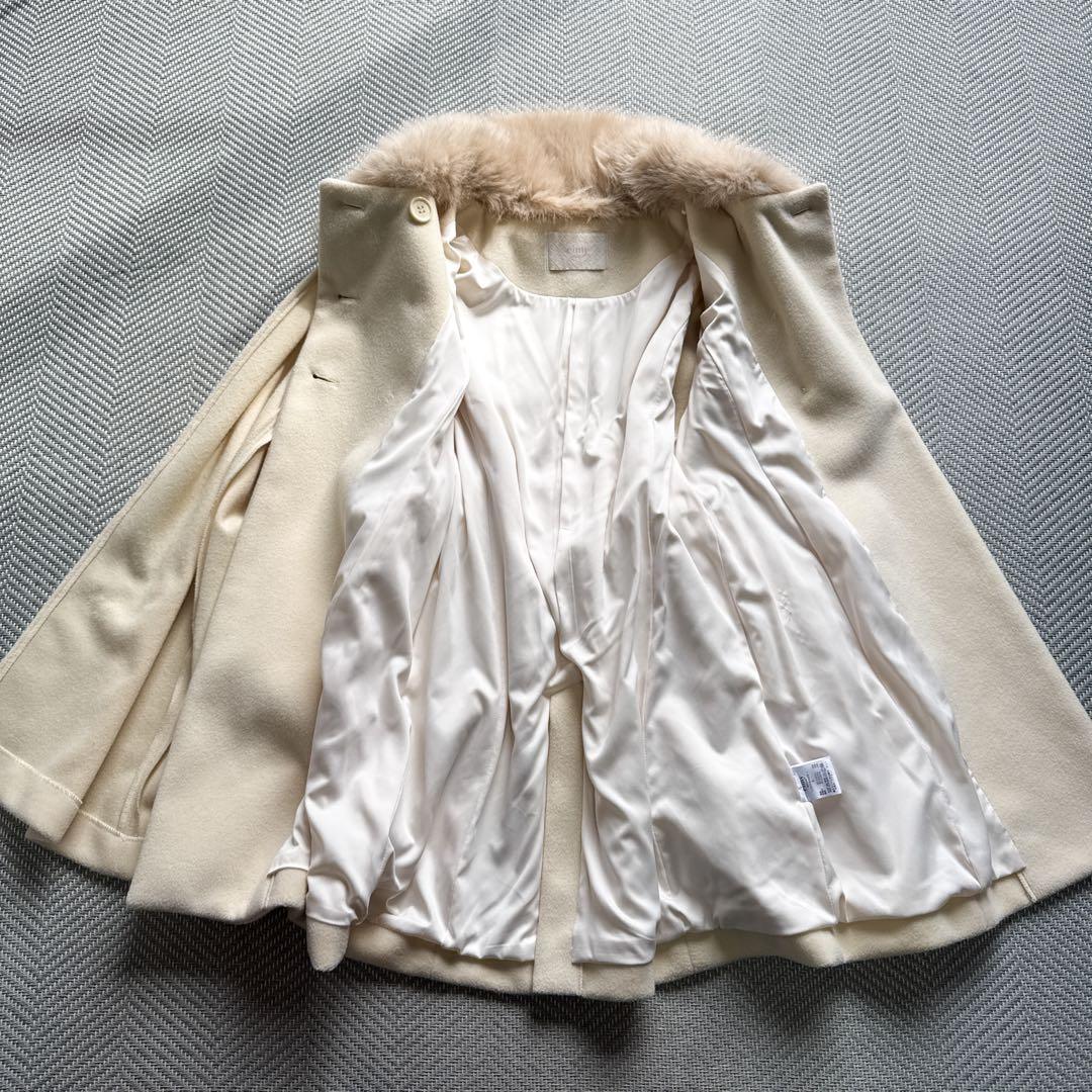美品 eimy istoire フェイクファーカラーマントコート （WHITE）