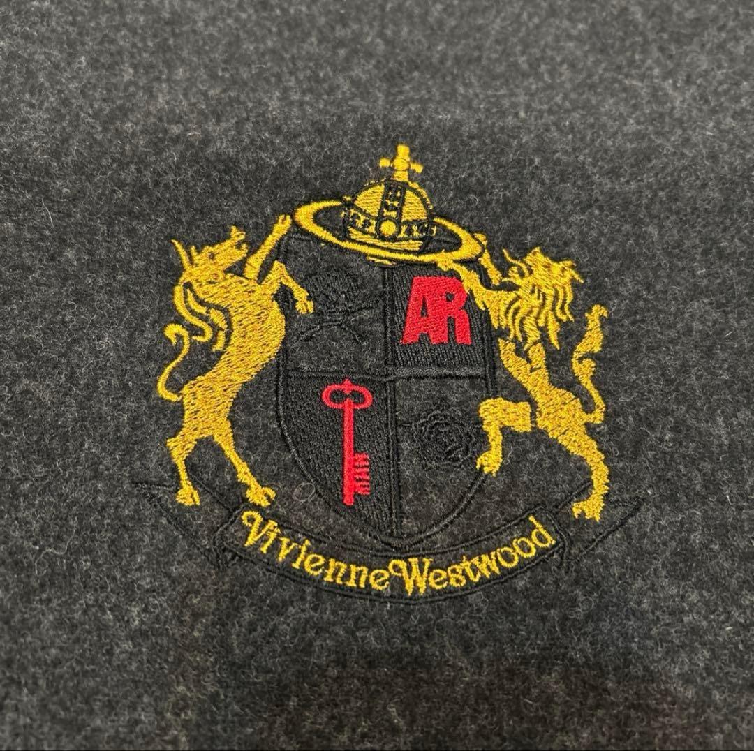 ヴィヴィアンマフラー　ウール　エンブレム　アングロマニア　オーブ　ダークグレー