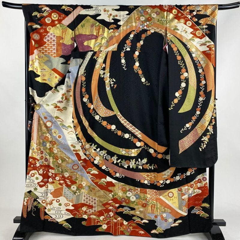 吉澤友禅 黒地 のし柄 吾妻徳穂 振袖