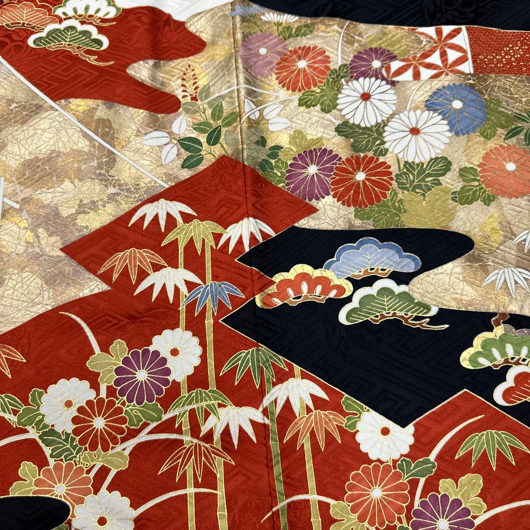 吉澤友禅 黒地 のし柄 吾妻徳穂 振袖