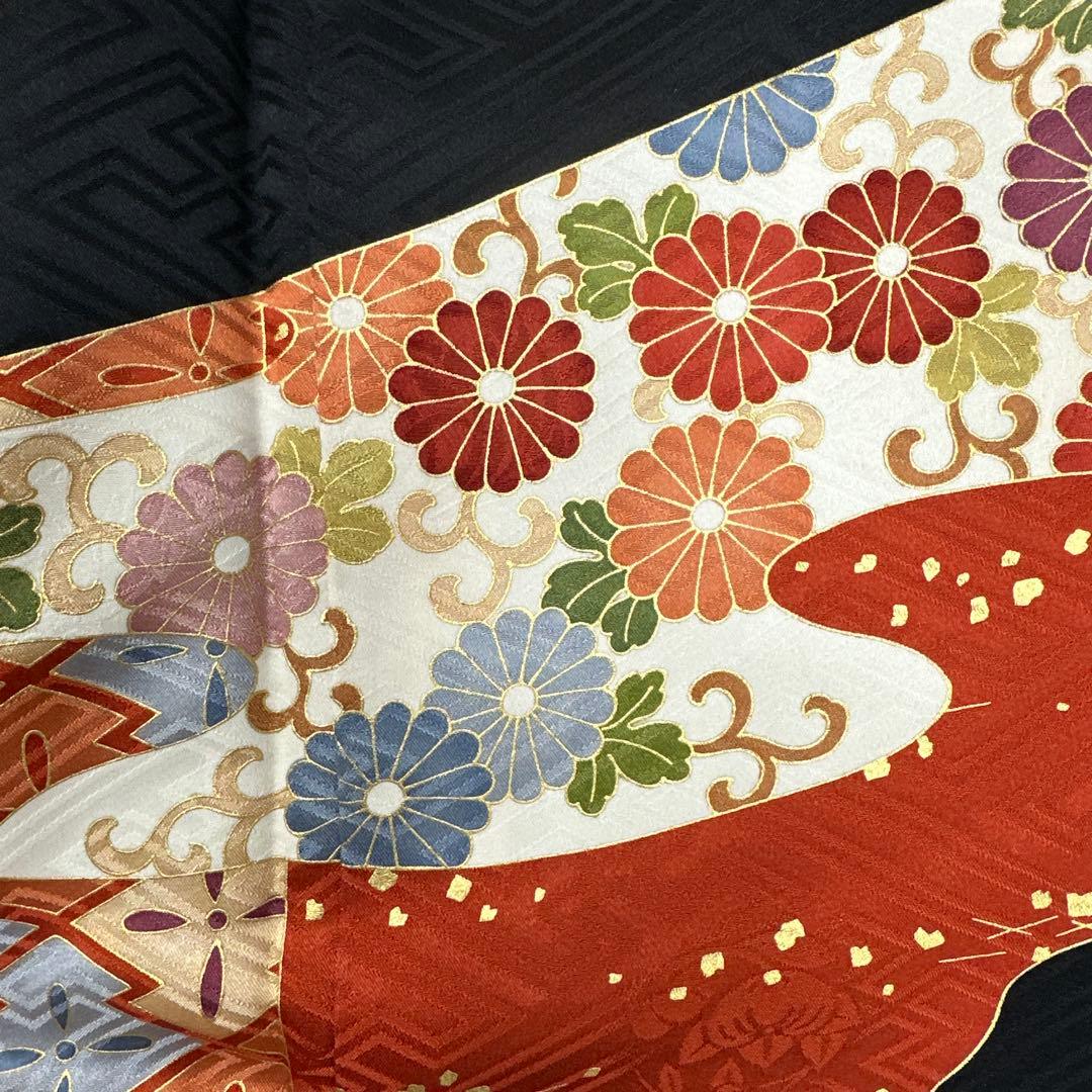 吉澤友禅 黒地 のし柄 吾妻徳穂 振袖