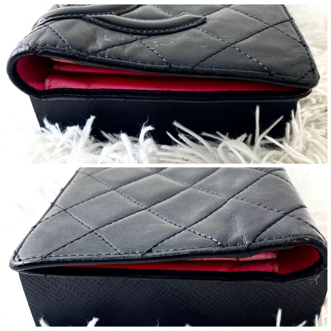 シャネル　CHANEL カンボンライン　長財布　二つ折り財布　ブラック　黒