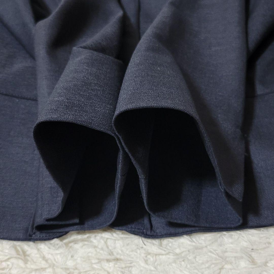 美品✨　23区　スカートセットアップ　ノーカラー　ウォッシャブル　紺　XL　42